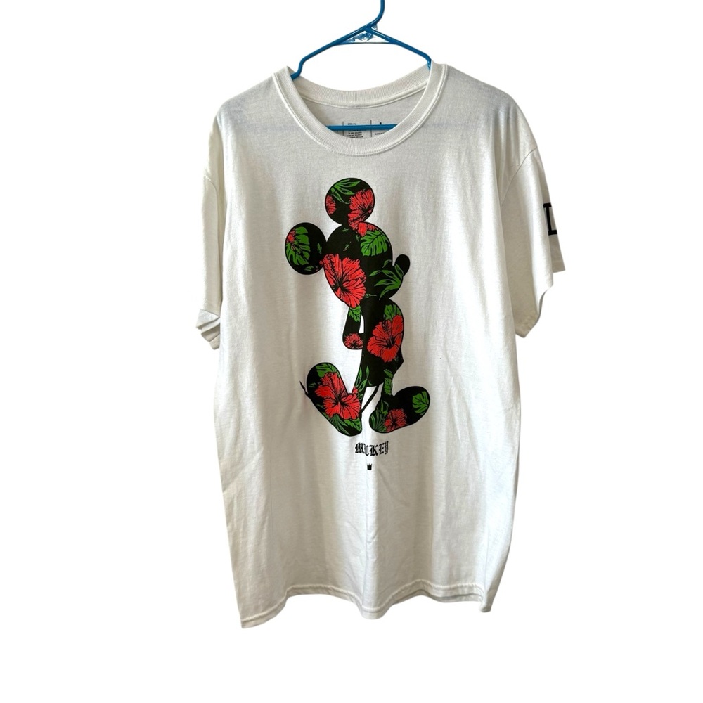 NWT Disney x Neff Large White Floral Mickey Mouse T-Shirt Graphic